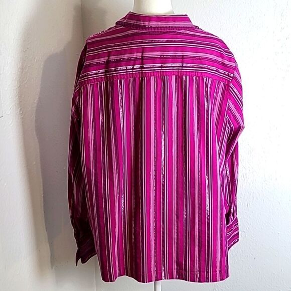 Liz & Me Pinkish Purple Shirt/Jacket with Metallic Stripes Front Zipper, Size 2X - Picture 7 of 9